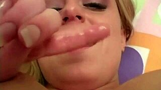 Sweet Blonde Babe Intensely Fingers Her Pussy Close Up