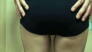 Japanese maid in gym shorts plugs ass with buttplug under sexy uniform