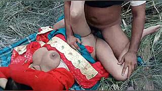 Outdoor bangladeshi couple fucks sexy bhabhi missionary style in tight pussy with big natural tits