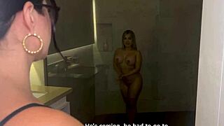 damn this hot latina milf eats curvy blonde's wet pussy in steamy bathroom lesbian fuck...