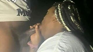 Sexy ebw bbw slurps cock then fucked hard in dark forest!