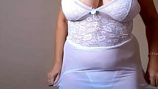 lingerie branca highlights her curvy milf figure perfectly