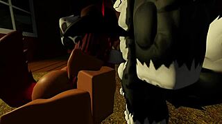 Hot Cowgirl Milks BIG DICKED Wolf While Getting Fucked Hard