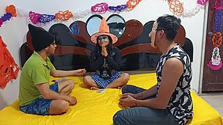 Halloween Night Devouring Beautiful Witch's Wet Pussy in Bedroom