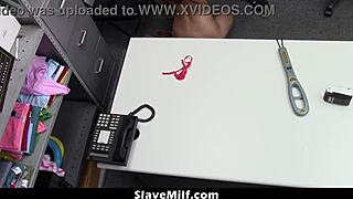 officer rips clothes off bent over milf shoplifter for hardcore strip search punishment with big cock riding