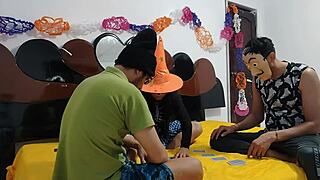 Halloween Night Devouring Beautiful Witch's Wet Pussy in Bedroom