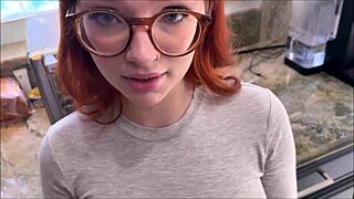 naomi hughes redhead stepdaughter rides alex adams' cock then gets creampied pov taboo