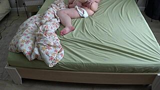 chubby pawg wife sneaks bedtime masturbation in white panties till orgasm spied on cam