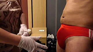 Bloomers Hide Erect Cock from Sadistic Slaps and Kicks!