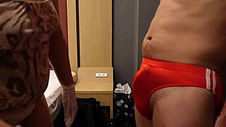 Bloomers Hide Erect Cock from Sadistic Slaps and Kicks!