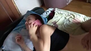 Stepfather pounds stepdaughter hard while she's on phone with mom