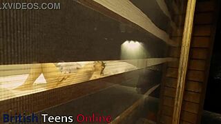 your neighbour's putting on quite the show, fingering her huge natural tits and curvy body till she orgasms hard