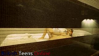 your neighbour's putting on quite the show, fingering her huge natural tits and curvy body till she orgasms hard