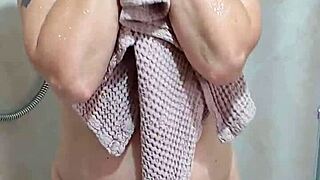 naked housewife cleans home exposing curves