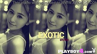 petite asian milf model poses perfectly before stripping her lingerie off