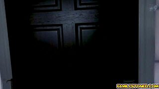 whoops stepdad sneaks jade nile fuck in living room but they get caught mid-action by family