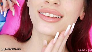 Redhead model reveals her body during casting interview