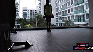 my asian teen gf gets so horny gym fucking me