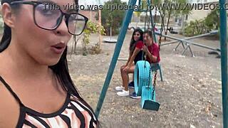 Having fun group ass worshiping sex in public park with whore girlfriend and horny stranger