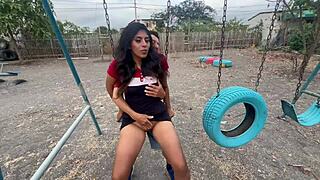 Having fun group ass worshiping sex in public park with whore girlfriend and horny stranger