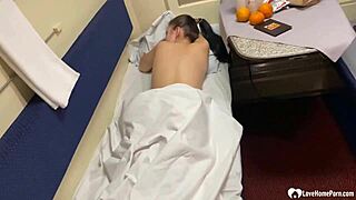 waking roommate for barefoot dorm doggystyle and handjob pounding