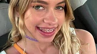 petite teen slut khloe kapri sucks cock pov exposed in public