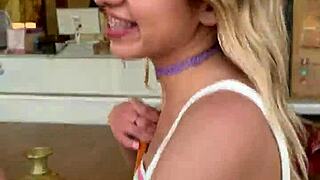 petite teen slut khloe kapri sucks cock pov exposed in public