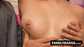 Business guy finally plows flirty babysitter Fiona Frost one last time