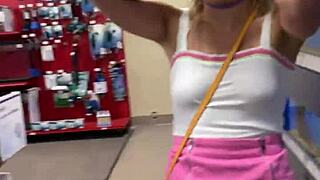 petite teen slut khloe kapri sucks cock pov exposed in public