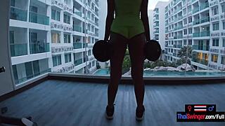 my asian teen gf gets so horny gym fucking me