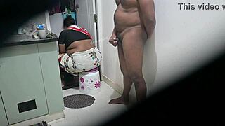 wanna see me stroke my cock watching maid sakshi flash in the kitchen?