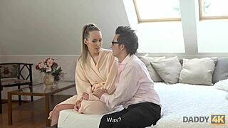 So after the shower babe deals with daddy's big boner Daddy4k
