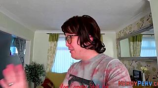 Big-titted British slut tricked into swallowing nerd's full dick