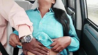 Teen girl spreads in car for uncle's dirty Telugu pounding on long drive!!