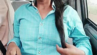 Teen girl spreads in car for uncle's dirty Telugu pounding on long drive!!