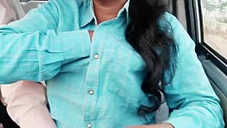 Teen girl spreads in car for uncle's dirty Telugu pounding on long drive!!