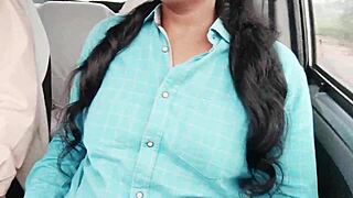 Teen girl spreads in car for uncle's dirty Telugu pounding on long drive!!