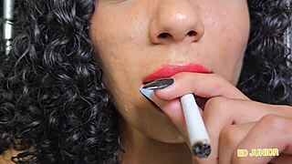 fuck yeah smoking while pounding obedient slave ass bareback in red sheer!