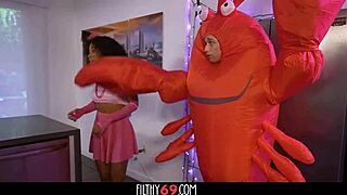 Black girlfriend Skyla Sun and stepmom Naomi Foxxx cosplay threesome Halloween fuck bent over doggystyle cowgirl deepthroat