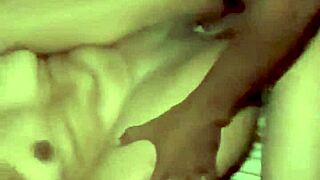 Petite tanned latina milf bent over bedroom bed moans loud during homemade doggystyle pussy pounding and blowjob.