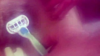 Pretty Brunette Teen Shaves Wet Pussy in Steamy Bath Shower