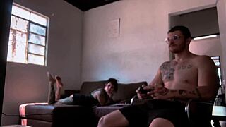 Behind scenes sucking carmona while he plays video game deepthroat style