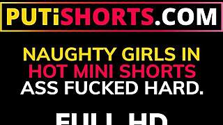 happy curly latina slut in tight shorts takes rough outdoor anal gaping 😍🍑💦