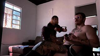 Behind scenes sucking carmona while he plays video game deepthroat style