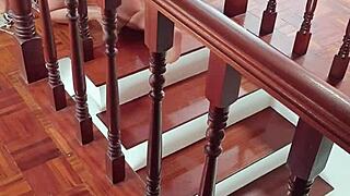 Young housewife stepmom gets stuck then roughly fucked by horny stud