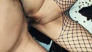 beautiful milf wife in stockings seduces husband for deep anal assfuck