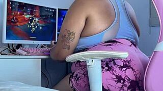online gaming turns into a curvy latina's embarrassing fart fail in tight leggings