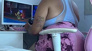 online gaming turns into a curvy latina's embarrassing fart fail in tight leggings