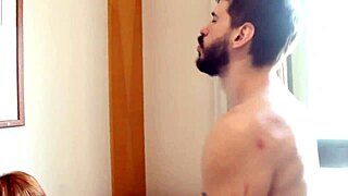 Redhead bends over for monster cock pussy ride with anal finger tease