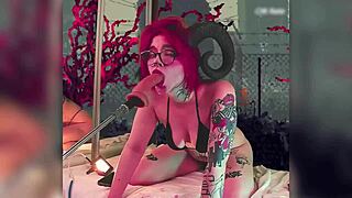 whoa redheaded cutie with big natural tits glasses tattoo toys to epic orgasm 😍💦🔥
